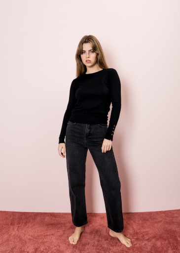 Camisola de Malha com Botões Dourados